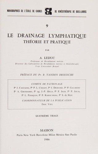 Couverture : Le Drainage lymphatique