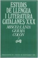 Couverture : Miscel.lània Germà Colón