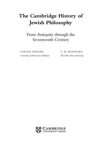 Couverture : The Cambridge history of Jewish philosophy