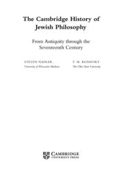 Couverture : The Cambridge history of Jewish philosophy