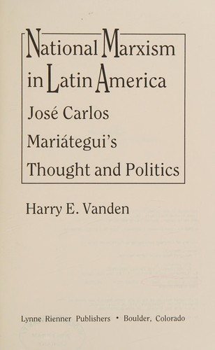 Couverture : National Marxism in Latin America