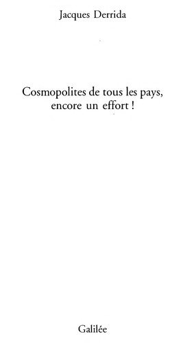 Couverture : Cosmopolites de tous les pays, encore un effort!