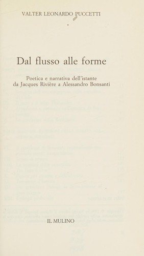 Couverture : Dal flusso alle forme