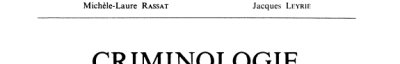 Couverture : Criminologie et politique criminelle