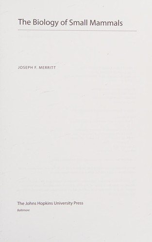 Couverture : The biology of small mammals