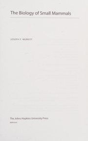 Couverture : The biology of small mammals
