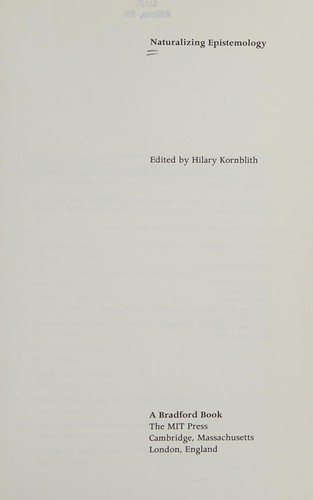 Couverture : Naturalizing epistemology