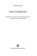 Couverture : Fasti Romani