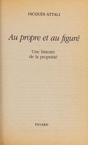 Couverture : Au propre et au figure