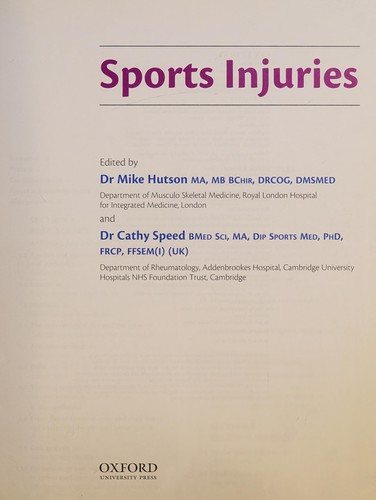 Couverture : Sports injuries