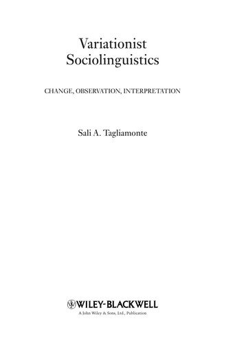 Couverture : Variationist Sociolinguistics