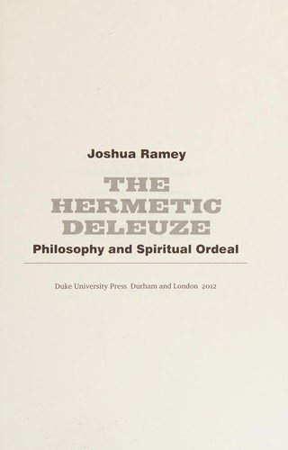 Couverture : The Hermetic Deleuze