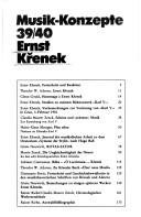 Couverture : Ernst Krenek