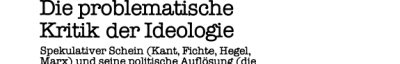 Couverture : Die problematische Kritik der Ideologie