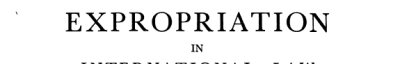 Couverture : Expropriation in international law
