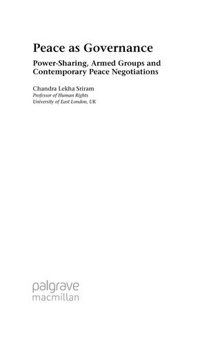 Couverture : Peace as governance