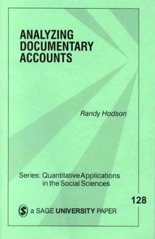 Couverture : Analyzing Documentary Accounts (Quantitative Applications in the Social Sciences)