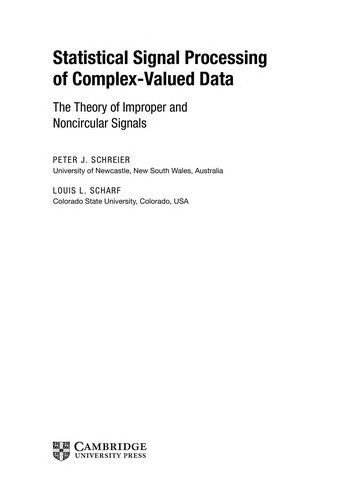 Couverture : Statistical signal processing of complex-valued data