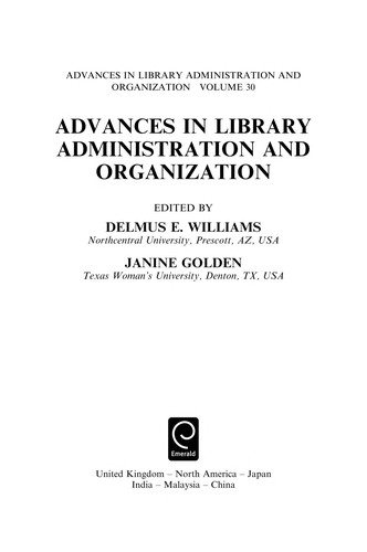 Couverture : Advances in library administration and organization ; vol. 30 (2011)