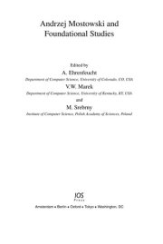 Couverture : Andrzej Mostowski and foundational studies