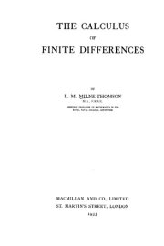Couverture : The calculus of finite differences