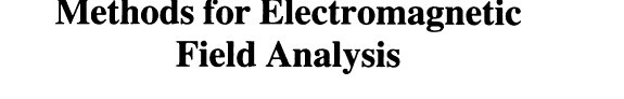 Couverture : Methods for electromagnetic field analysis