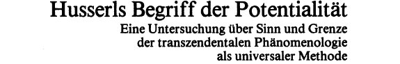 Couverture : Husserls Begriff der Potentialität