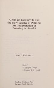 Couverture : Alexis de Tocqueville and the new science of politics