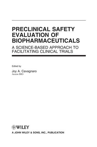 Couverture : Preclinical safety evaluation of biopharmaceuticals