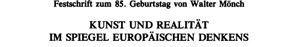 Couverture : Kunst und Realität im Spiegel europäischen Denkens