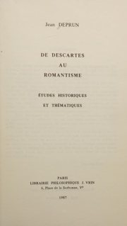 Couverture : De Descartes au romantisme