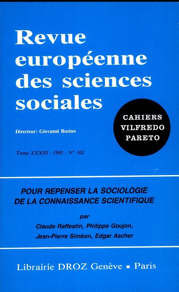 Couverture : Pour repenser la sociologie de la connaissance scientifique
