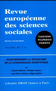 Couverture : Pour repenser la sociologie de la connaissance scientifique