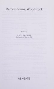 Couverture : REMEMBERING WOODSTOCK; ED. BY ANDY BENNETT.