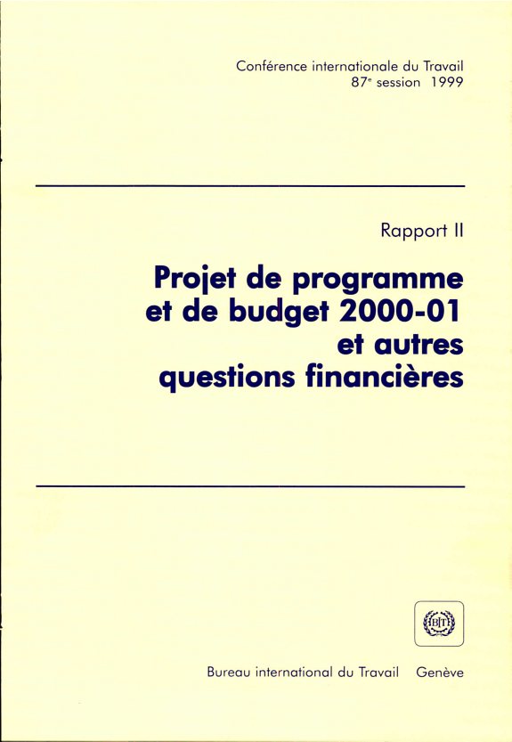 Couverture : Projet de programme et de budget 2000-01 et autres questions financières