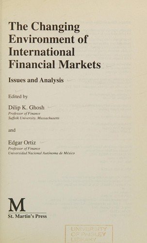 Couverture : The Changing Environment of International Financial Markets