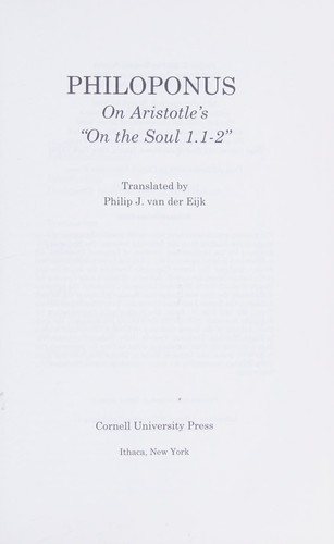 Couverture : On Aristotle's "On the soul 1.1-2"