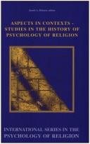 Couverture : Aspects In Contexts. Studies in the History of Psychology of Religion. (International Series in the Psychology of Religion 9) (International Series in the Psychology of Religion)