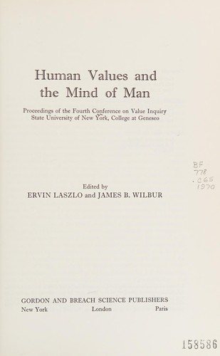 Couverture : Human values and the mind of man