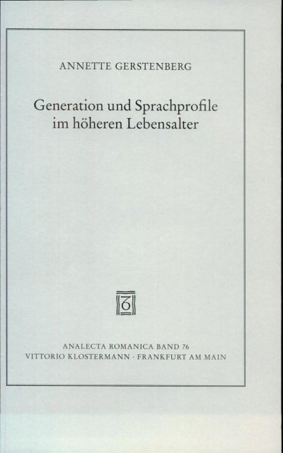 Couverture : Generation und Sprachprofile im höheren Lebensalter