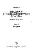Couverture : Symposium on philosophy in the present situation of Africa, Wednesday, August 30, 1978