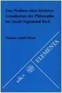 Couverture : Das Problem eines höchsten Grundsatzes der Philosophie bei Jacob Sigismund Beck
