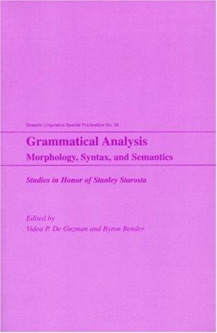 Couverture : Grammatical Analysis