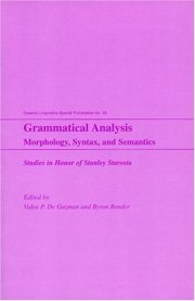 Couverture : Grammatical Analysis