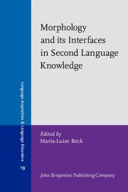 Couverture : Morphology and Its Interfaces in Second Language Knowledge