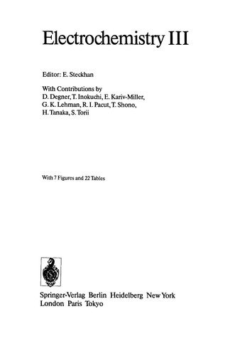 Couverture : Electrochemistry III