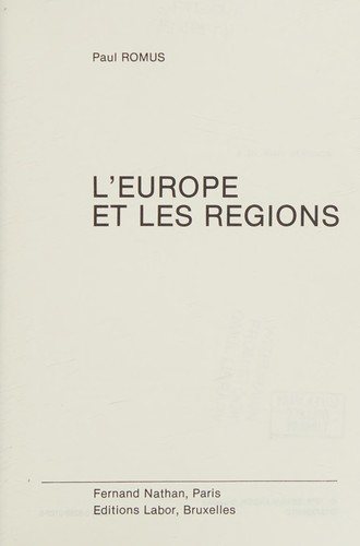 Couverture : L' Europe et les régions