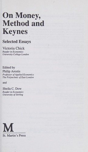Couverture : On money, method, and Keynes