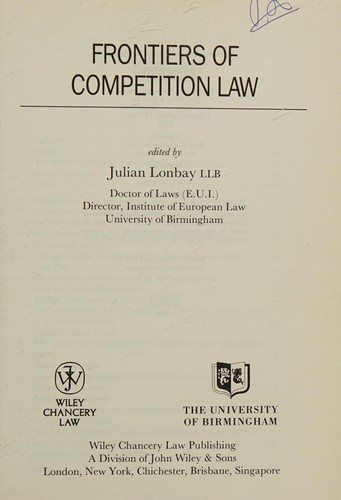 Couverture : Frontiers of competition law