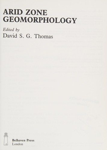 Couverture : Arid zone geomorphology
